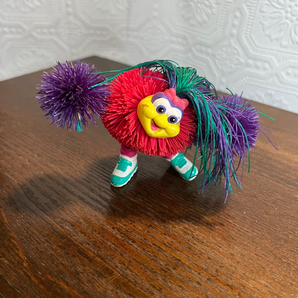Vintage 1990s Koosh Kins Cheerleader Figure Red Purple OddzOn Collectible Toy